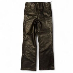 Zara Black Faux Leather Pants Womens Large Side Zip Straight Leg Vegan